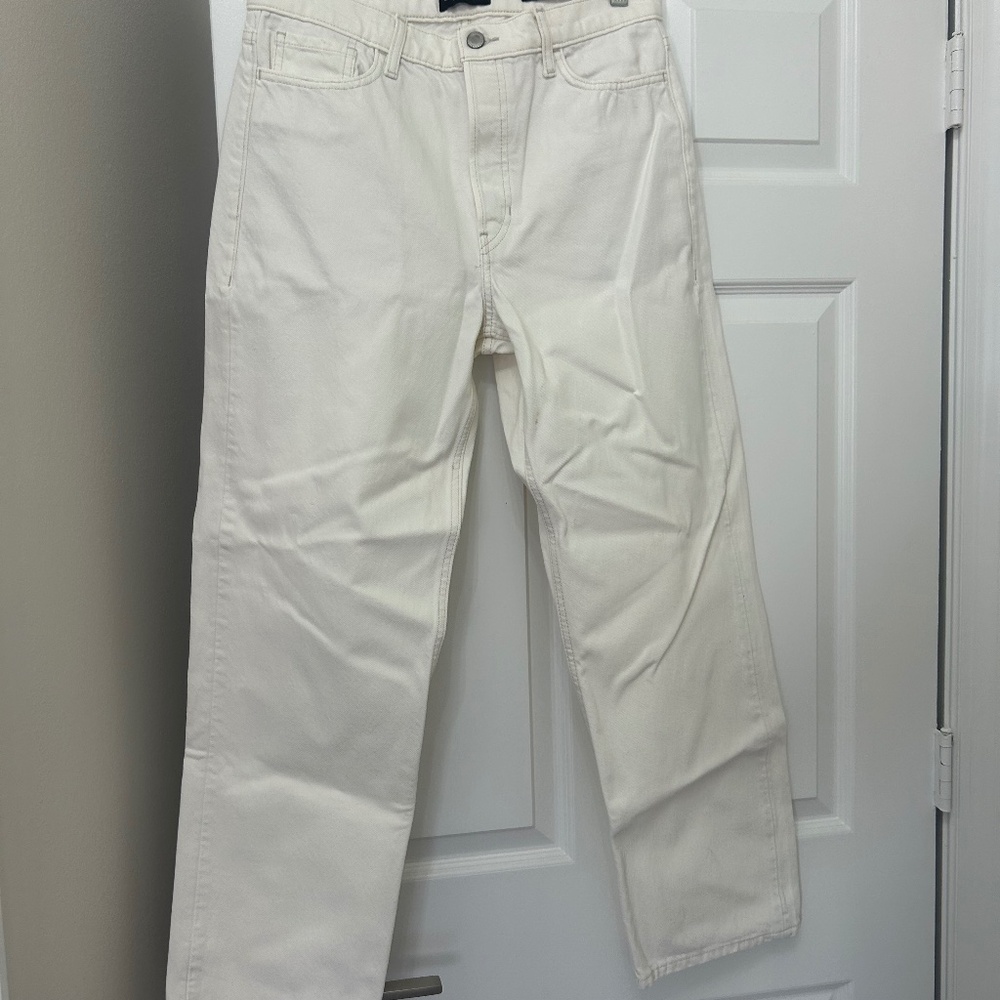 Banana Republic Button Fly White Jeans, Size 29P